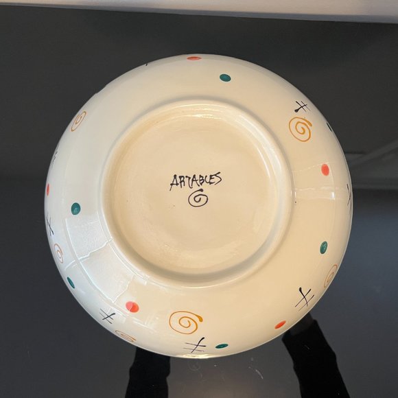 Funky and Fun Hand Painted Artables 3 PC Pasta Serving Bowl and Pasta Bowls - Picture 5 of 9